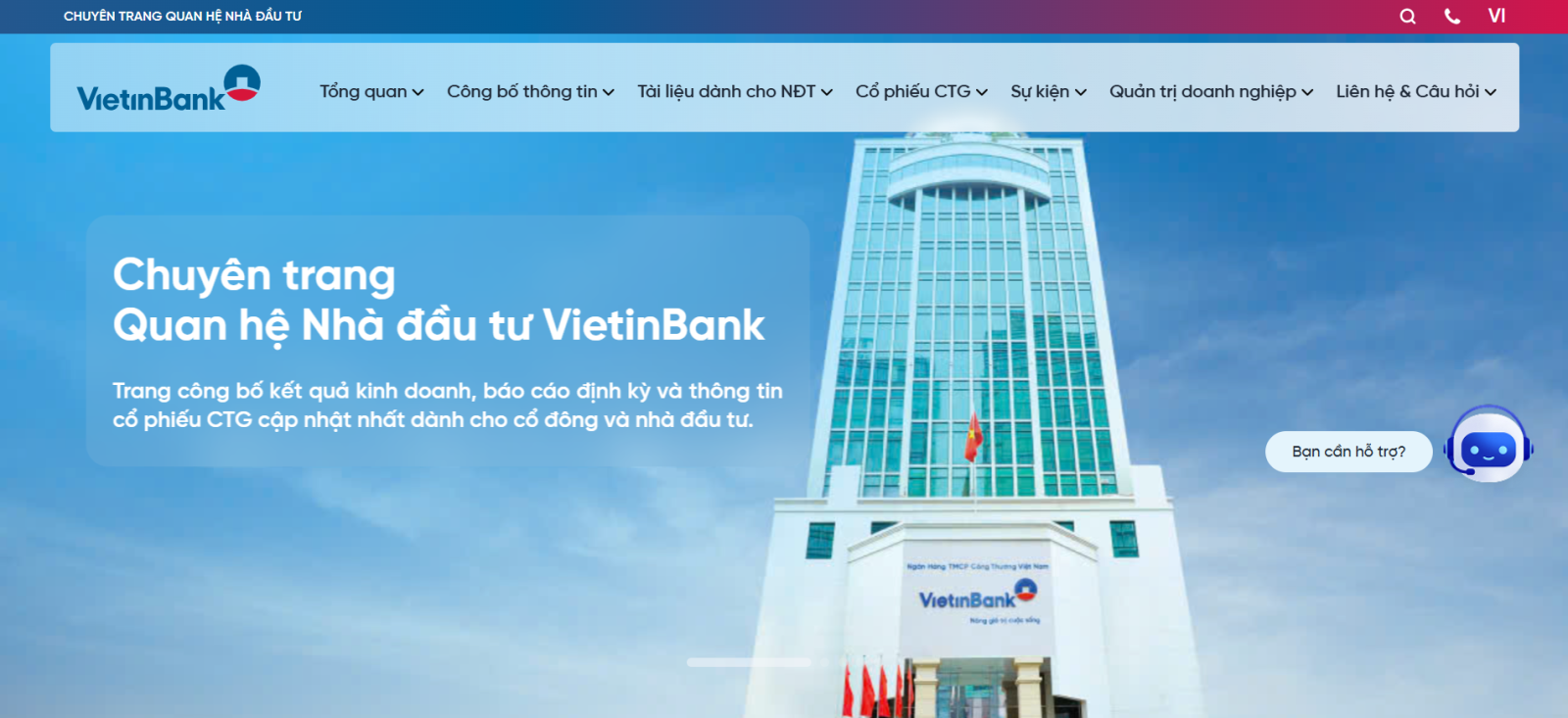 VietinBank ra mắt website Quan hệ Nhà đầu tư mới: Minh bạch kiến tạo niềm tin